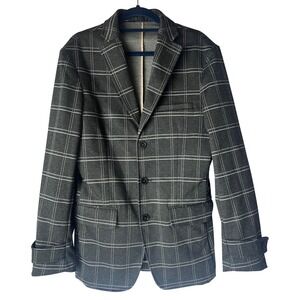 INC International Concepts Men XS Charcoal Grey Windowpane Plaid 3-Button Blazer